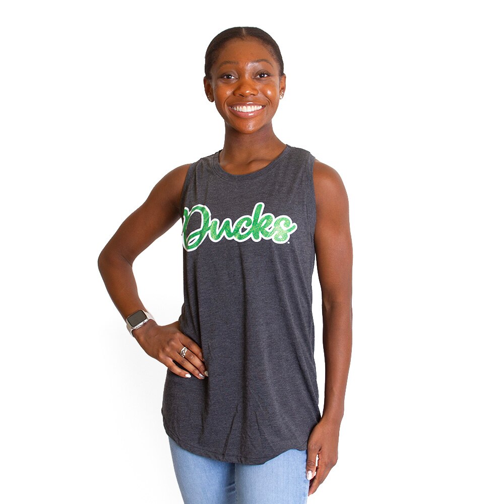 Ducks Spirit, Camp David, Grey, Sleeveless, Polyester Blend, Women, Ducks, Glitter design, Hottie, Tank top, Shirt, 838508